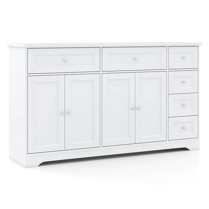Buffet Sideboard 59" Modern Coffee Bar Station Console Table-White by DirectDeals