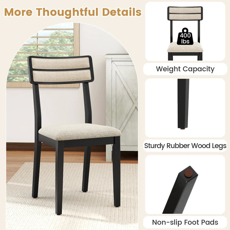 Modern Dining Chairs Set of 2 with Tilt Backrest for Dining Room-Black by DirectDeals