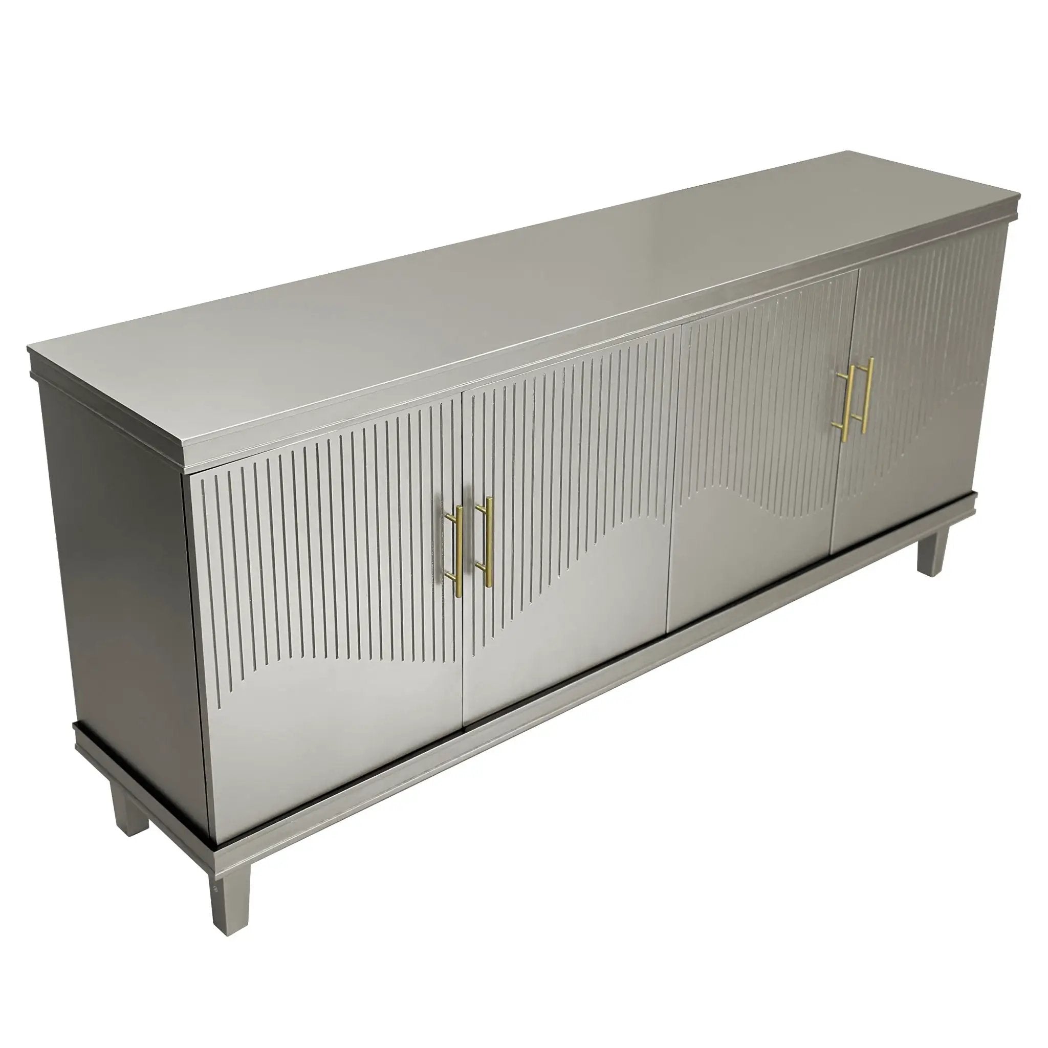 4 Door Cabinet With Adjustable Shelves, Large Storage For Living Room - Champagne by Unique Piece Furniture