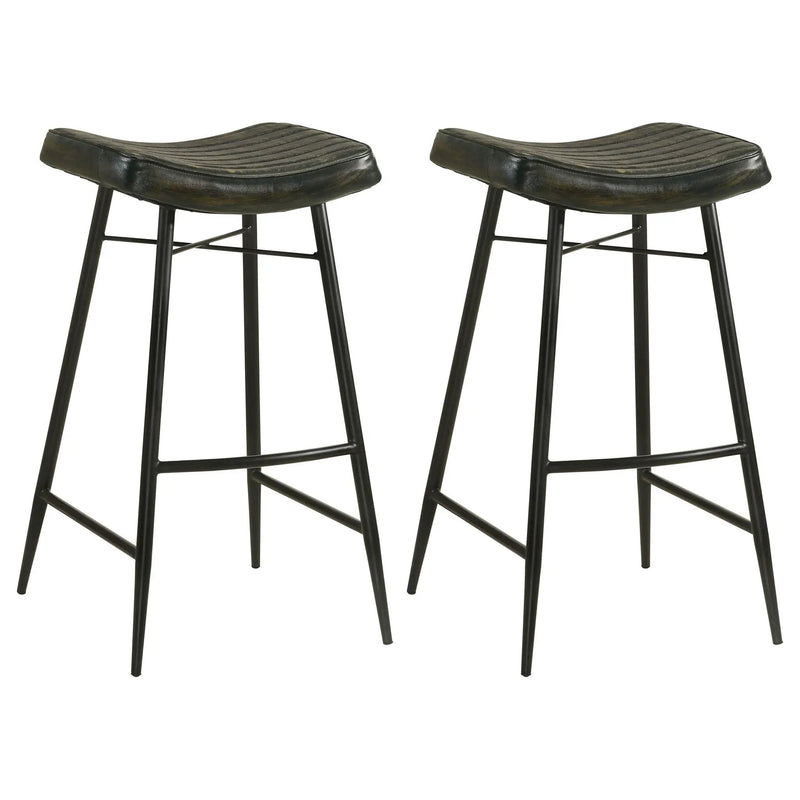 Bayu Leather Upholstered Bar Stool Espresso (Set of 2) by Unique Piece Furniture