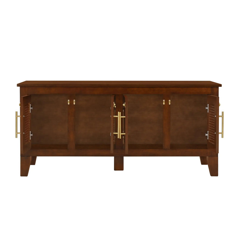 Lars Indoor Rattan Decorated Rubber Wood Dog Crate Cabinet Furniture by HouseOfZazla