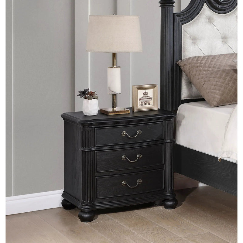 Taylor - 3 Drawer Nightstand With Felt Lined Top Drawer - Black by HouseOfZazla