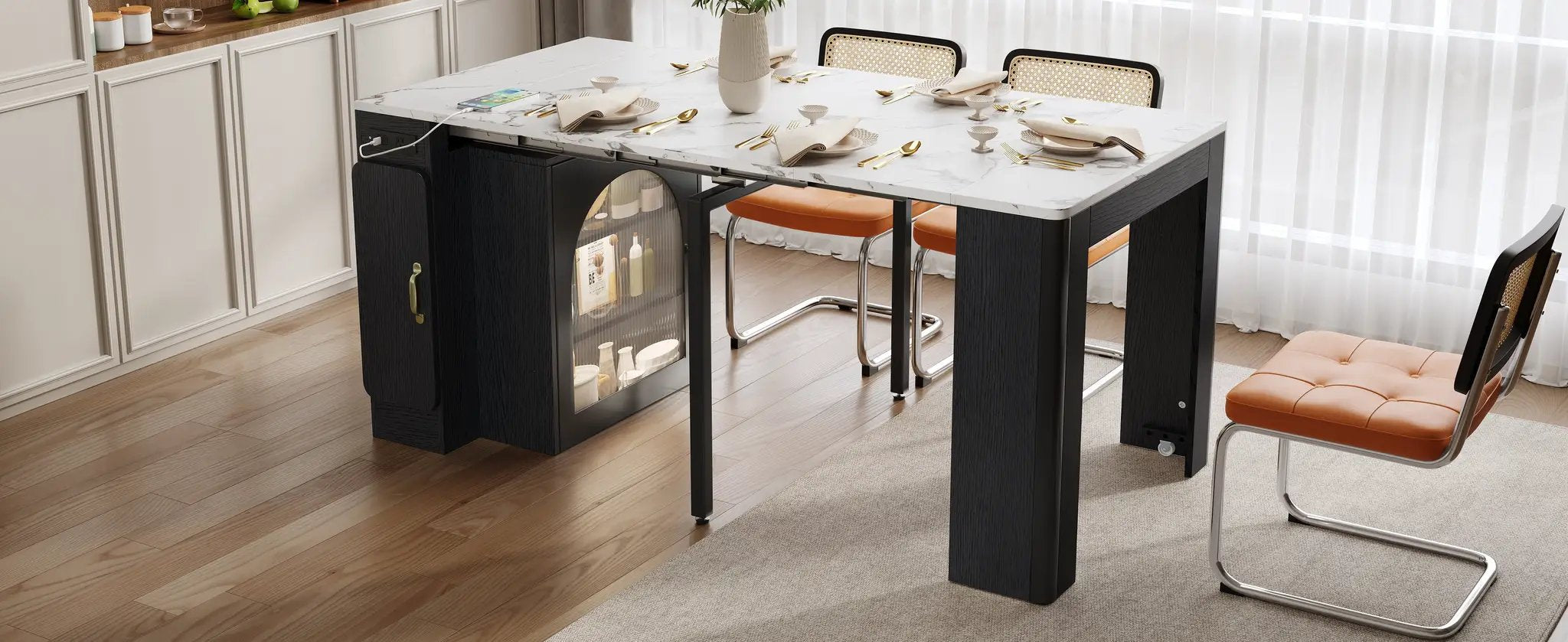 TREXM Extendable Dining Table with 3 Removable Leaves by HouseOfZazla
