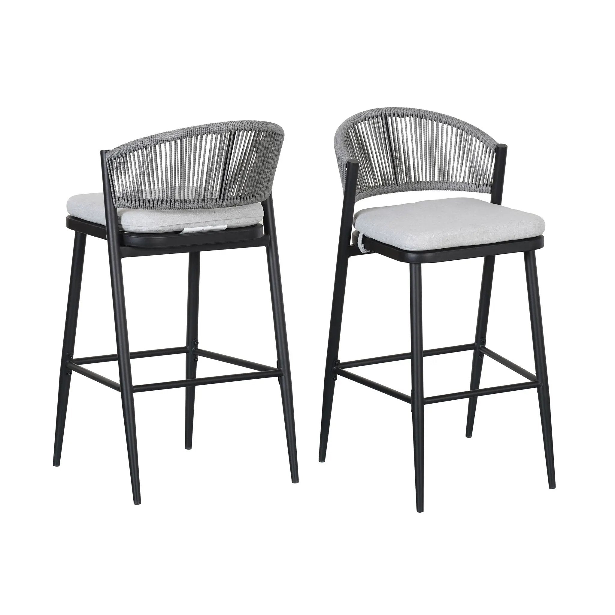 Outdoor Bar Height Metal Frame Counter Stools with Scallop-Shaped Backrest & Water-Resistant Cushions by HouseOfZazla