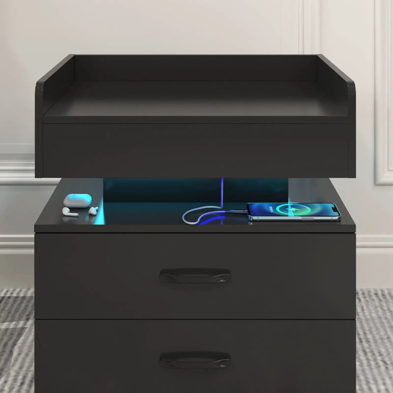 1 Set Nightstand with Adjustable LED Strip Light by HouseOfZazla