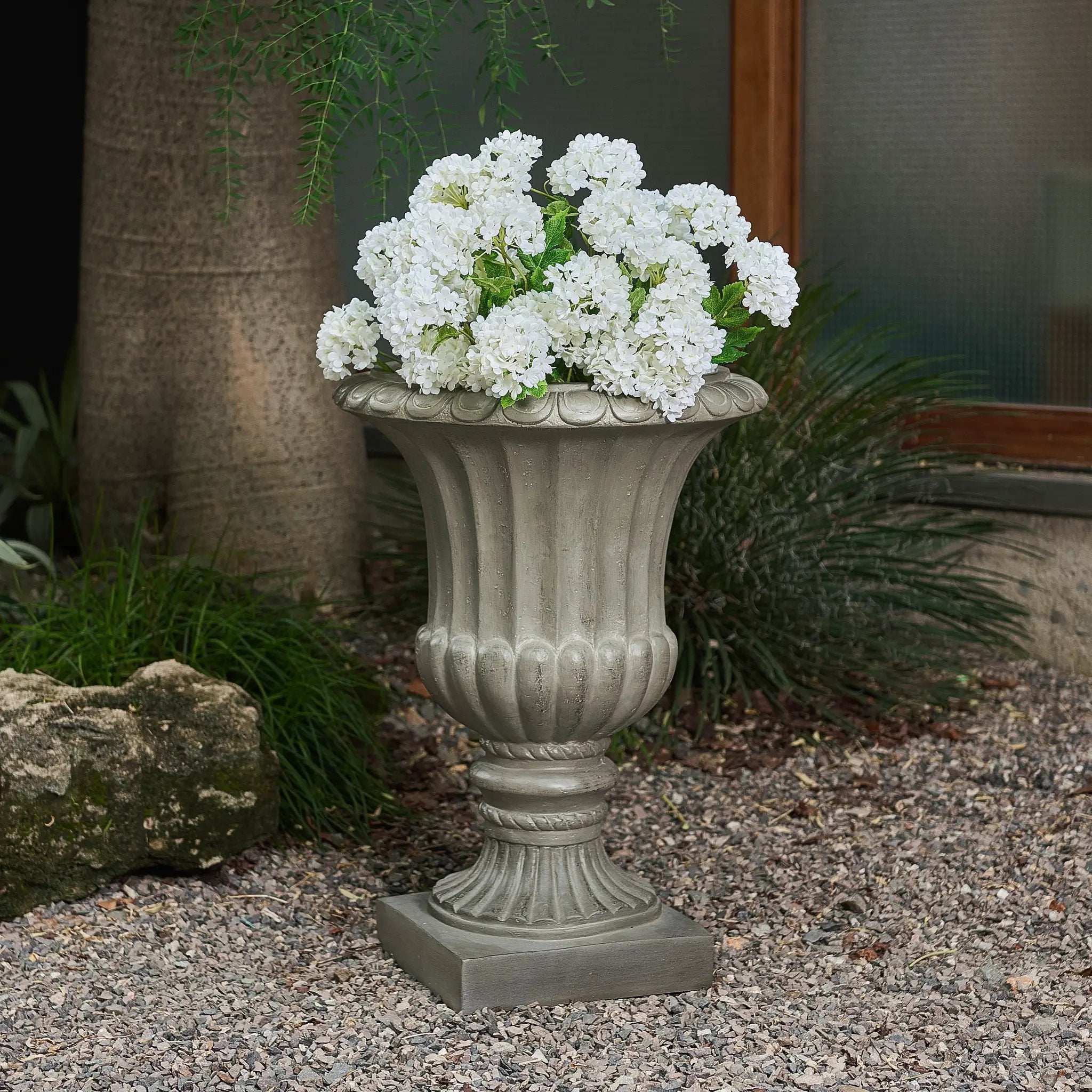 Outdoor Garden Urn Planter, Gray by HouseOfZazla