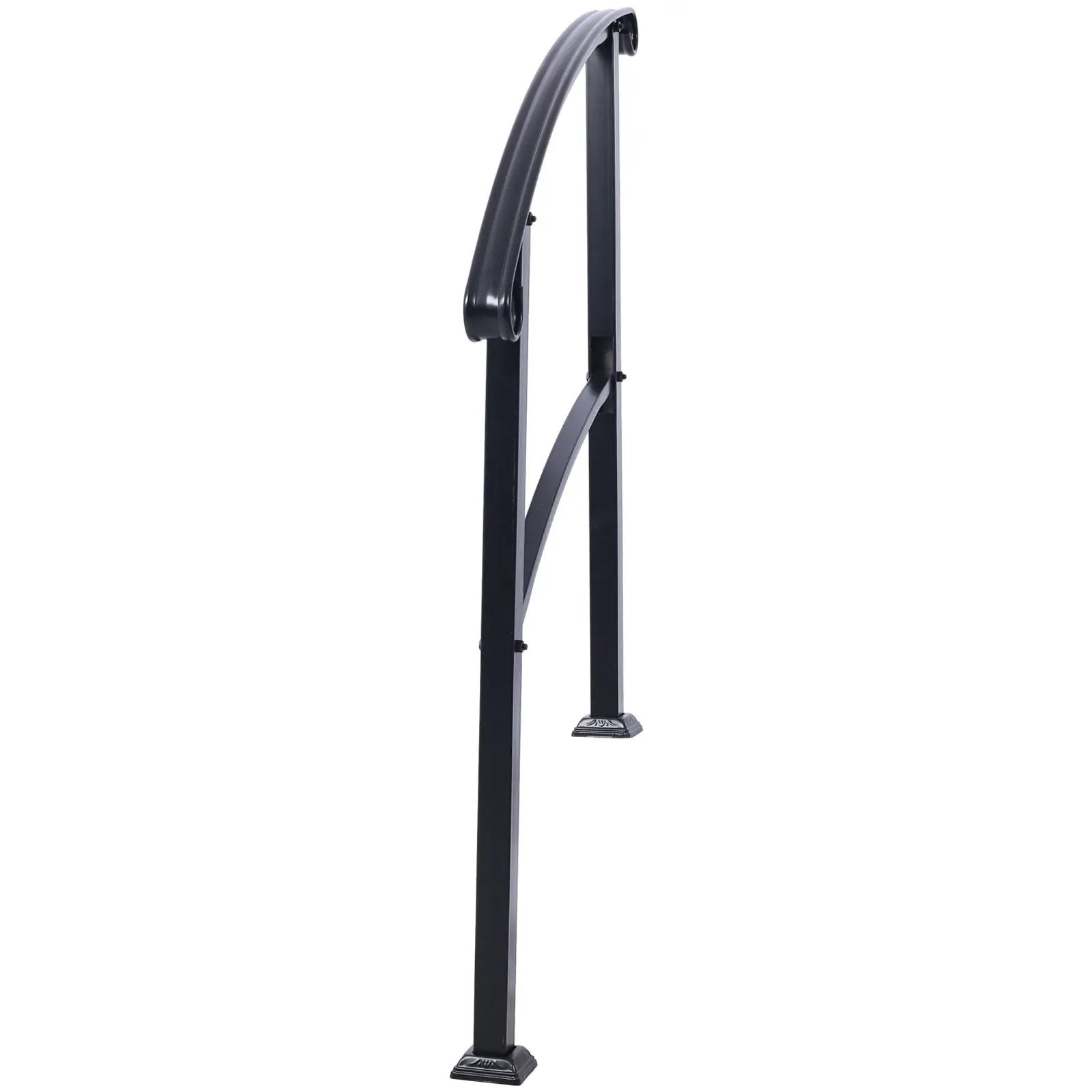 Handrails For Outdoor Steps, Fit 1 Or 3 Steps Outdoor Stair Railing, Flexible Front Porch Hand Rail, Transitional Handrails For Concrete Steps Or Wooden Stairs - Black by Unique Piece Furniture
