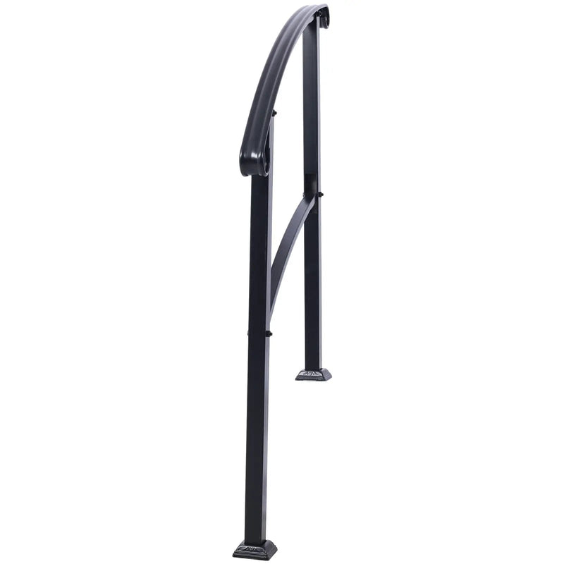 Handrails For Outdoor Steps, Fit 1 Or 3 Steps Outdoor Stair Railing, Flexible Front Porch Hand Rail, Transitional Handrails For Concrete Steps Or Wooden Stairs - Black by HouseOfZazla