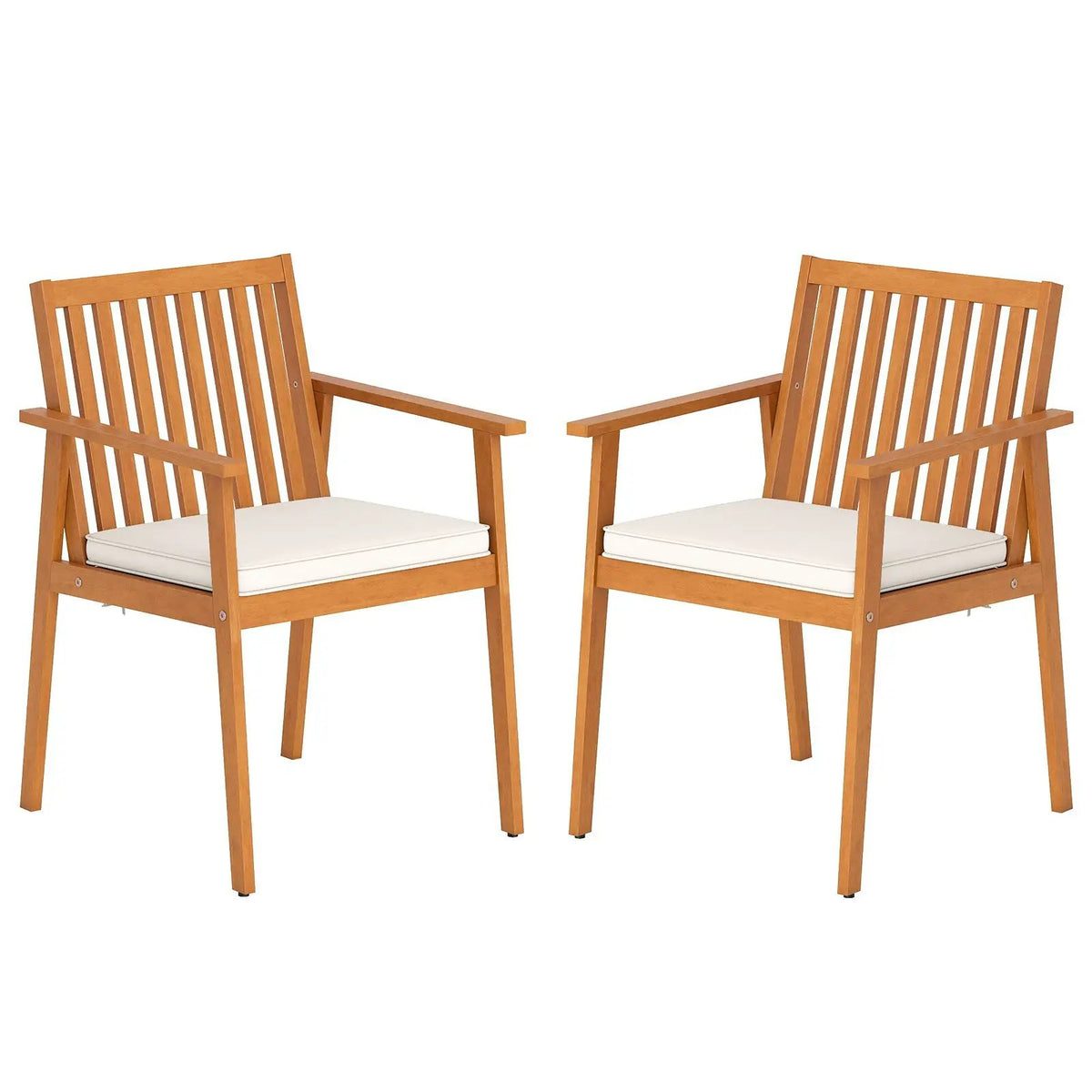 2 Pieces Patio Dining Chairs Outdoor Acacia Wood Chairs with Removable Padded Cushion, photo 6 of 16