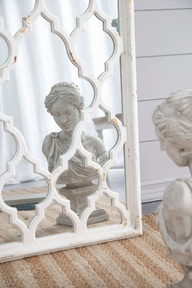 Distressed Floor Mirror, Full Body Mirror For Bathroom Bedroom Living Room - White by HouseOfZazla