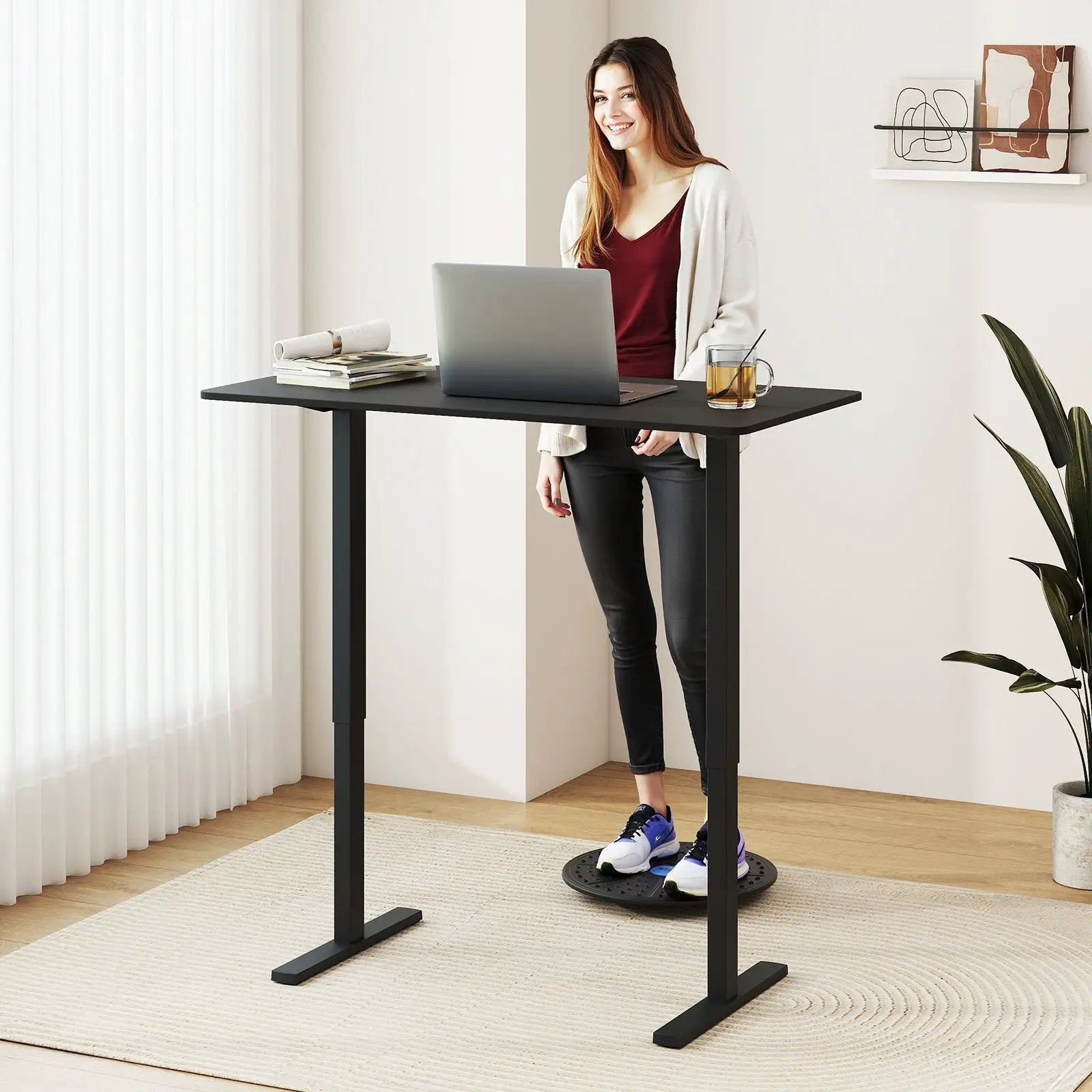 48 Inch x 24 Inch Ergonomic Electric Standing Desk with 3 Memory Settings for Home Office by DirectDeals