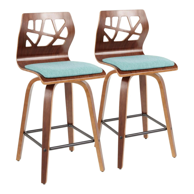 Folia - Mid Century Modern Counter Stool (Set of 2) by HouseOfZazla