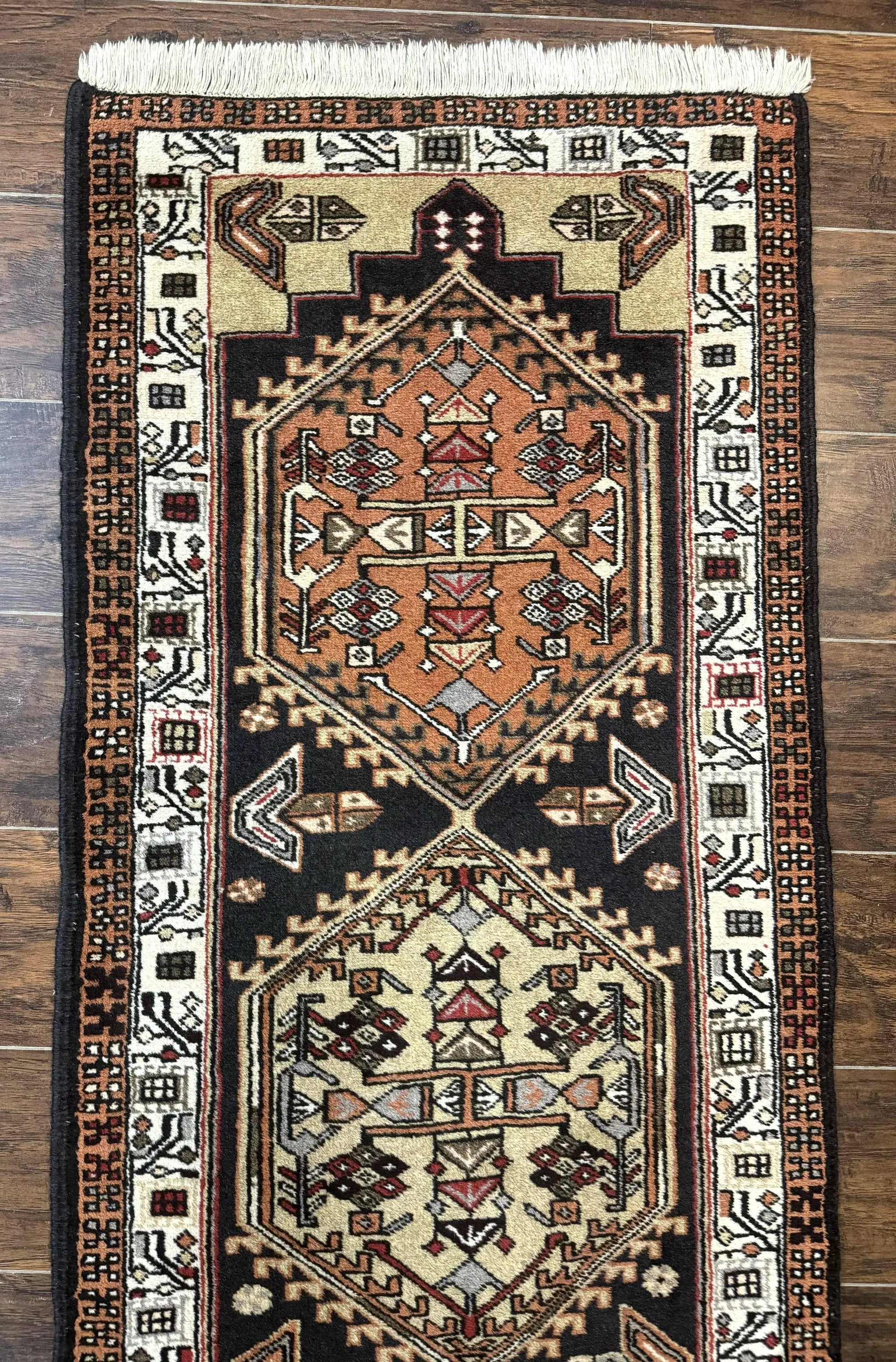 Persian Tribal Runner Rug 2.4 x 9.4, Geometric Medallions, Sarab Runner by Jewel Rugs