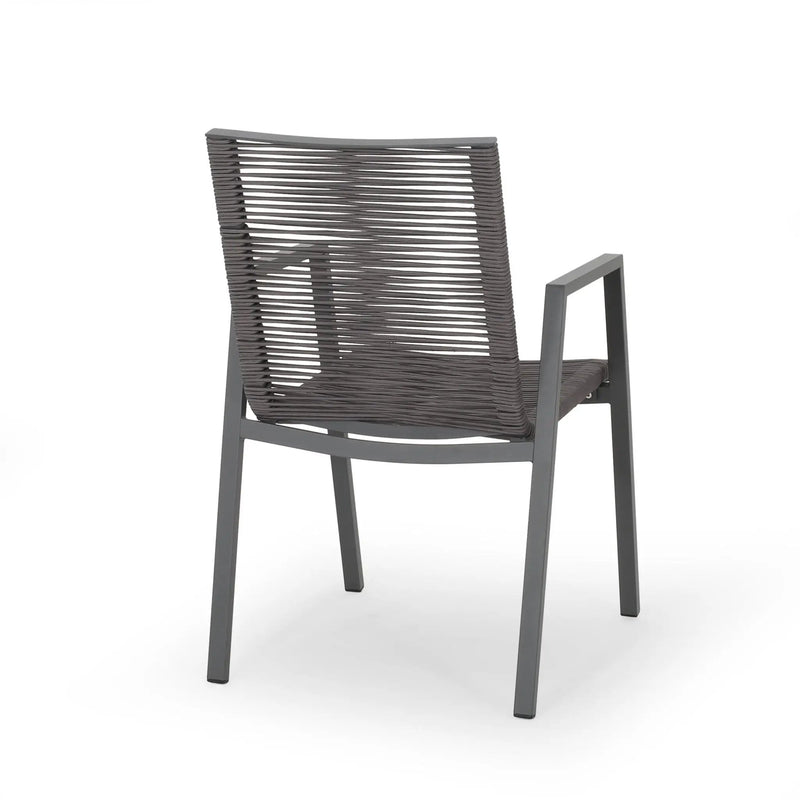 Outdoor Modern Aluminum Dining Chair Set With Rope Sea (Set of 2) by HouseOfZazla