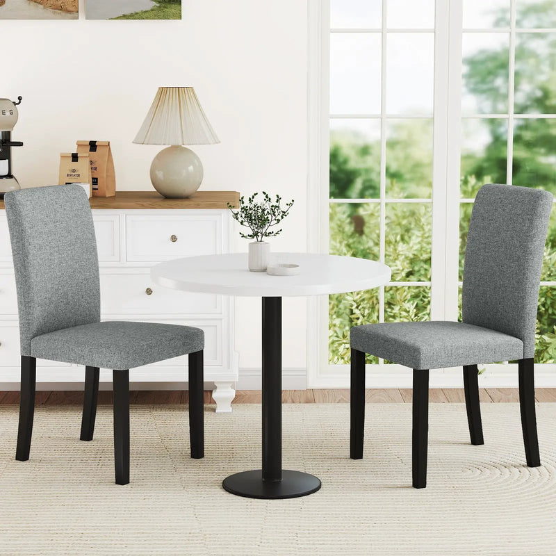 Dining Chair Set of 2 Mid-Century Modern Chairs with Rubber Wood Legs-Gray by DirectDeals