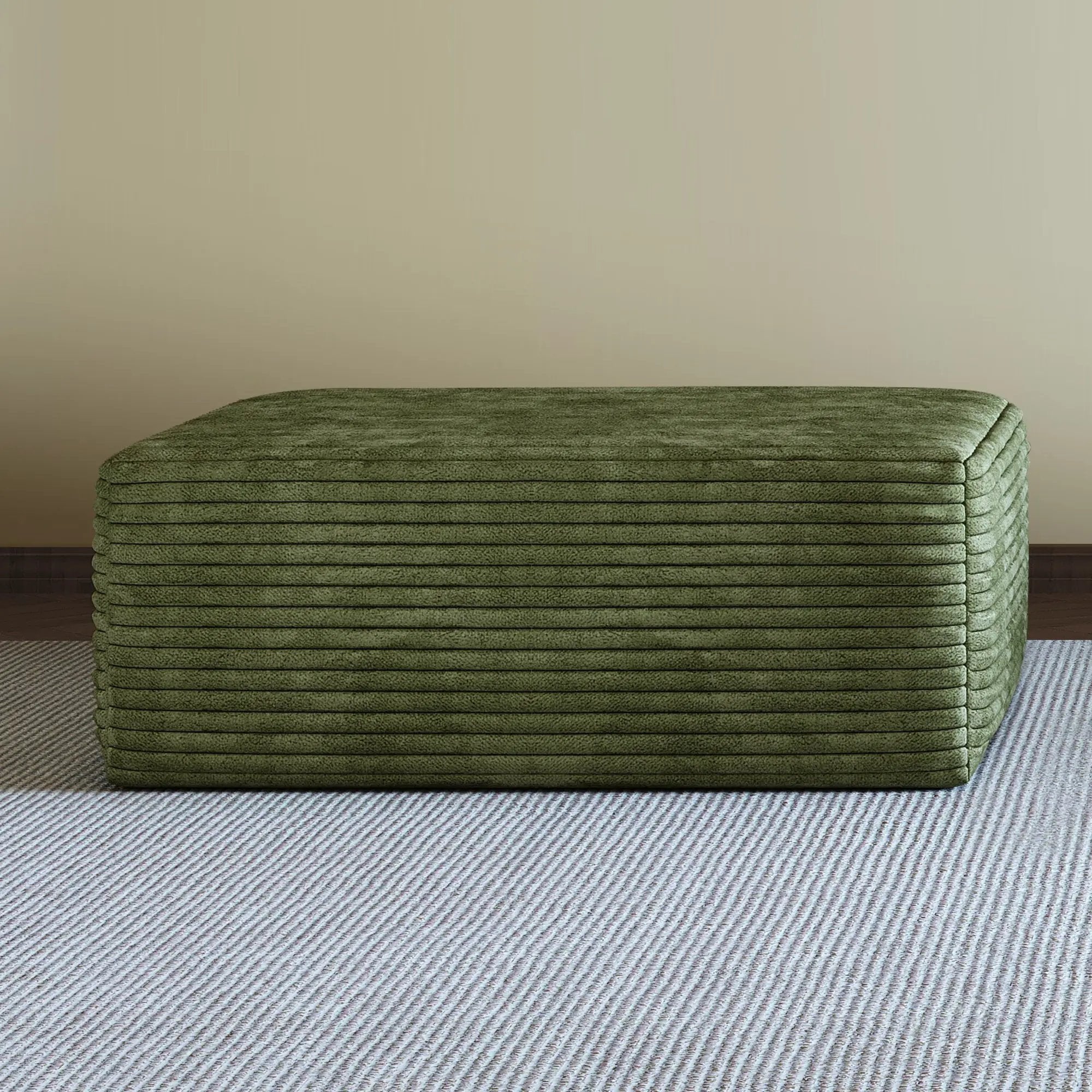 Green Plush Corduroy Sofa Ottoman by HouseOfZazla