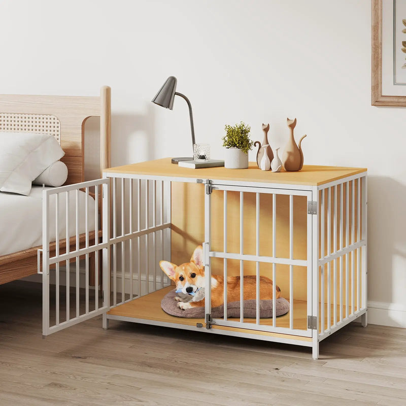 40 Inch Dog Crate Furniture Dog Kennel with Dual Lockable Double Doors by DirectDeals
