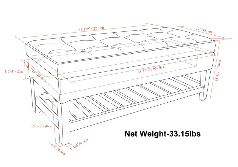 Cosmopolitan - Storage Ottoman Bench With Open Bottom by Unique Piece Furniture