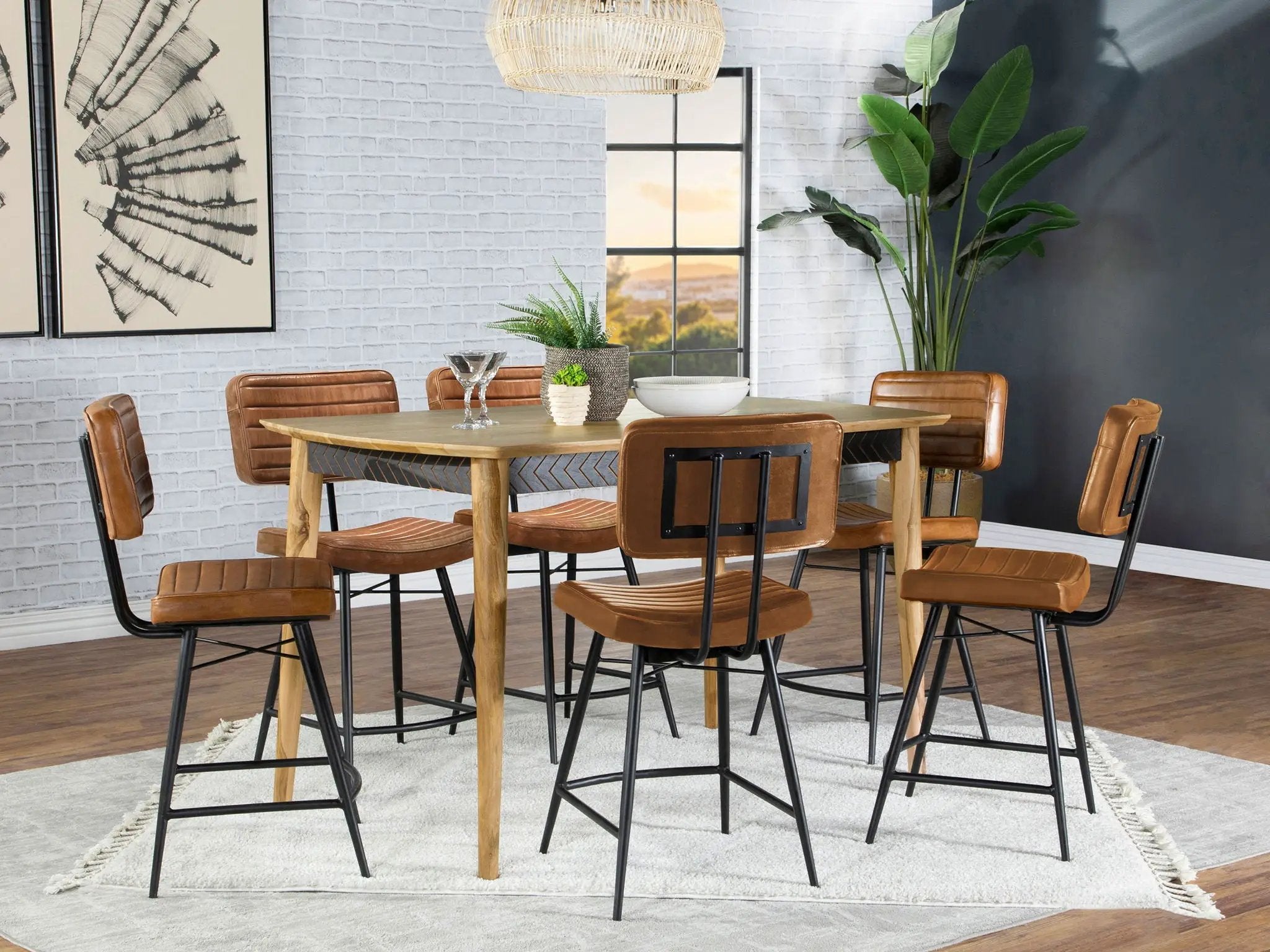 Partridge 7-piece Counter Dining Set Sheesham and Camel by Unique Piece Furniture
