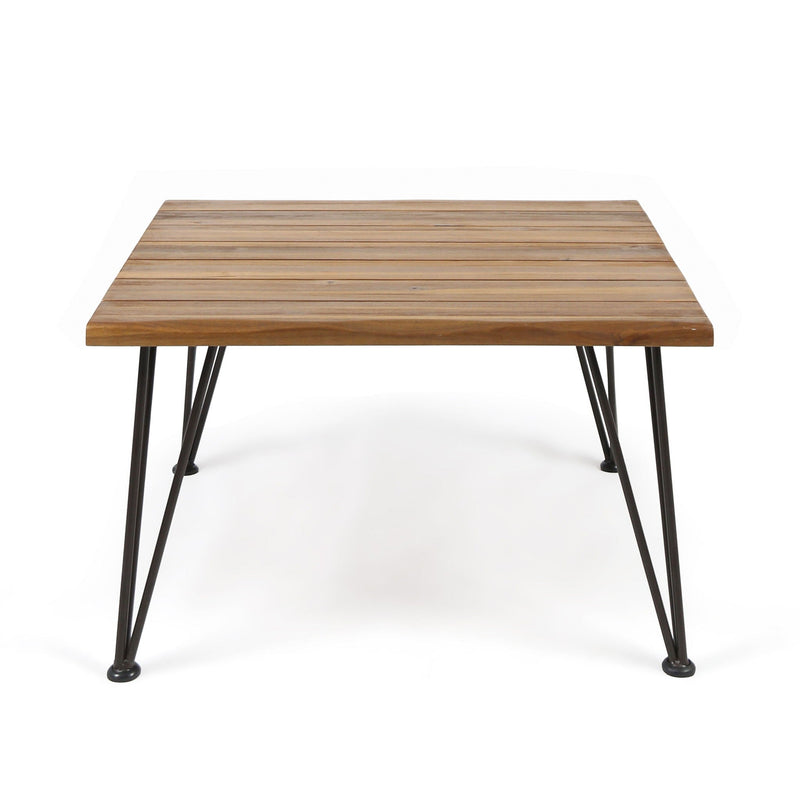 Outdoor Coffee Table With Slat Top And Metal Legs - Teak by HouseOfZazla