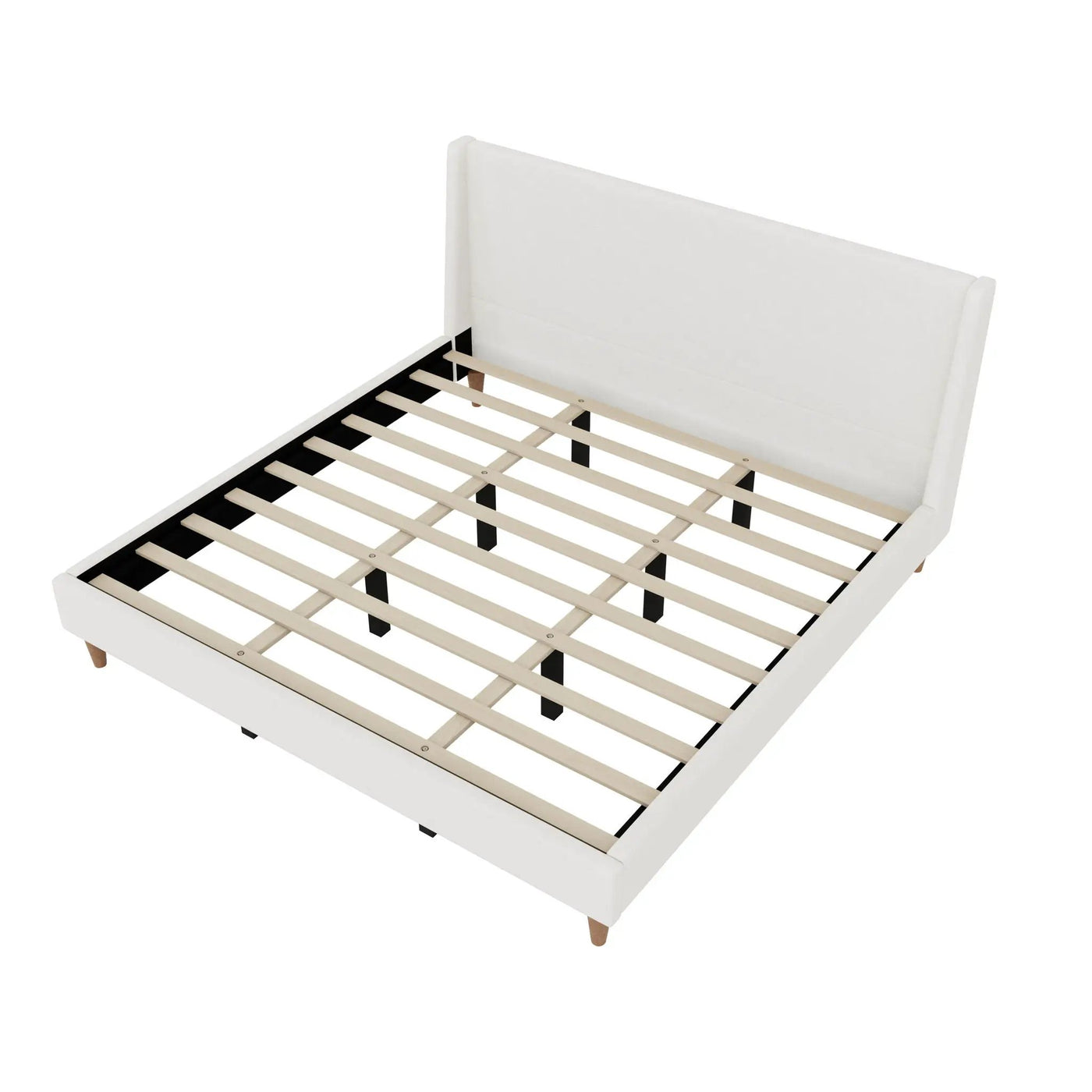 Upholstered Modern Platform Bed With Wingback Headboard by HouseOfZazla