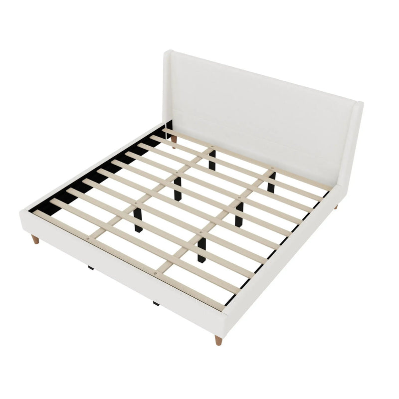 Upholstered Modern Platform Bed With Wingback Headboard by HouseOfZazla
