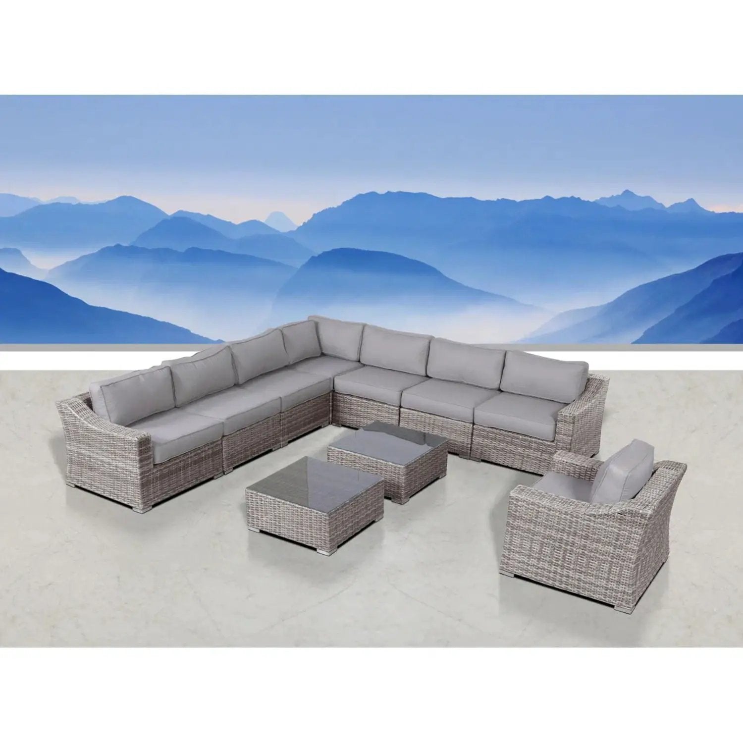 Outdoor Wicker Conversation Set With Cushions, All Weather by Unique Piece Furniture