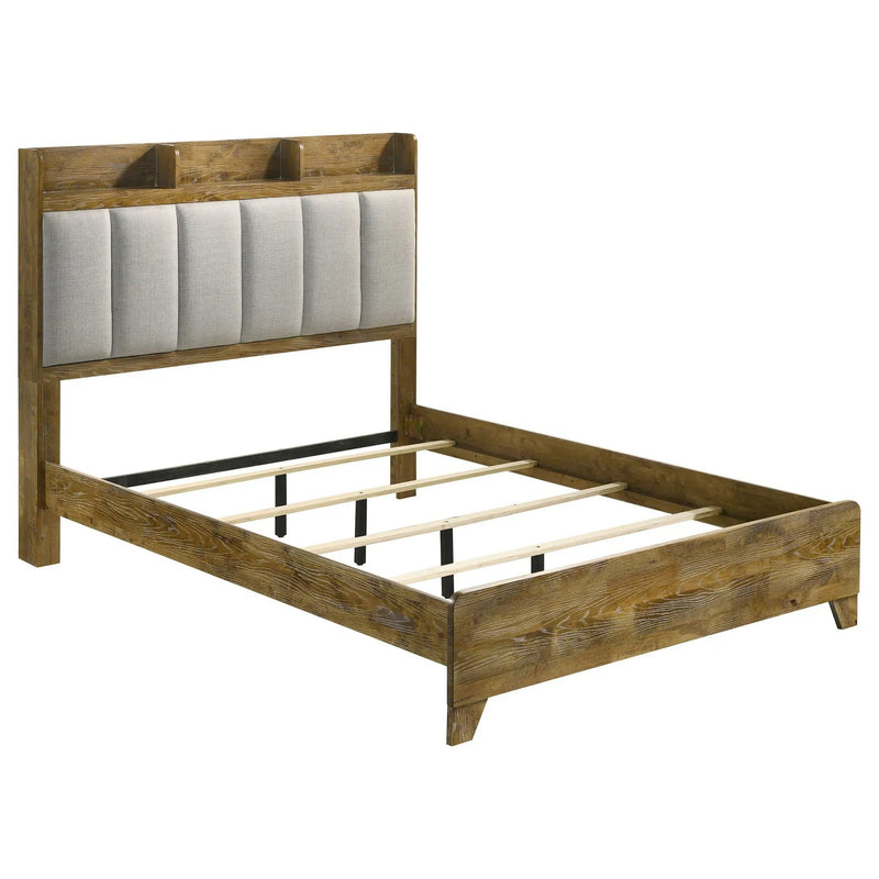 Henderson 57-inch Queen Bookcase Panel Bed Medium Oak by Unique Piece Furniture