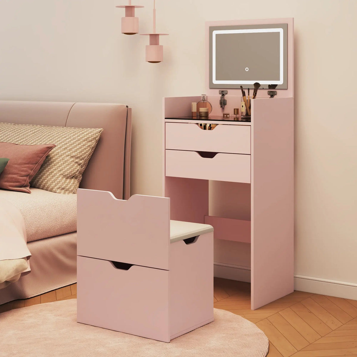 3-in-1 Multifunctional Dressing Table and Stool Set by HouseOfZazla