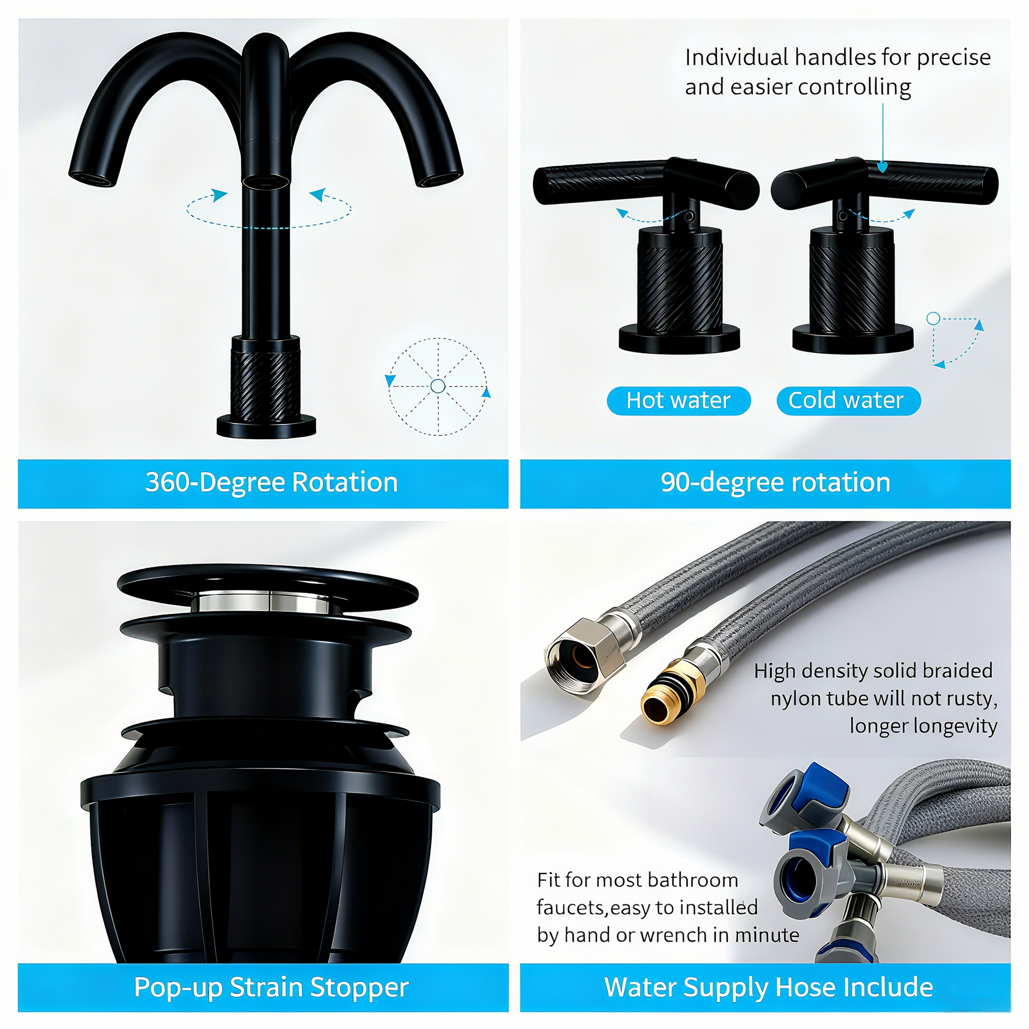 Bathroom Faucet 2 Handle Matte by HouseOfZazla