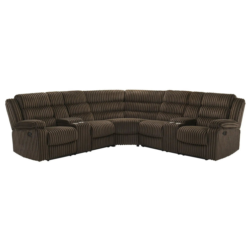 Atkinson Upholstered Reclining Sectional Sofa Chocolate by Unique Piece Furniture