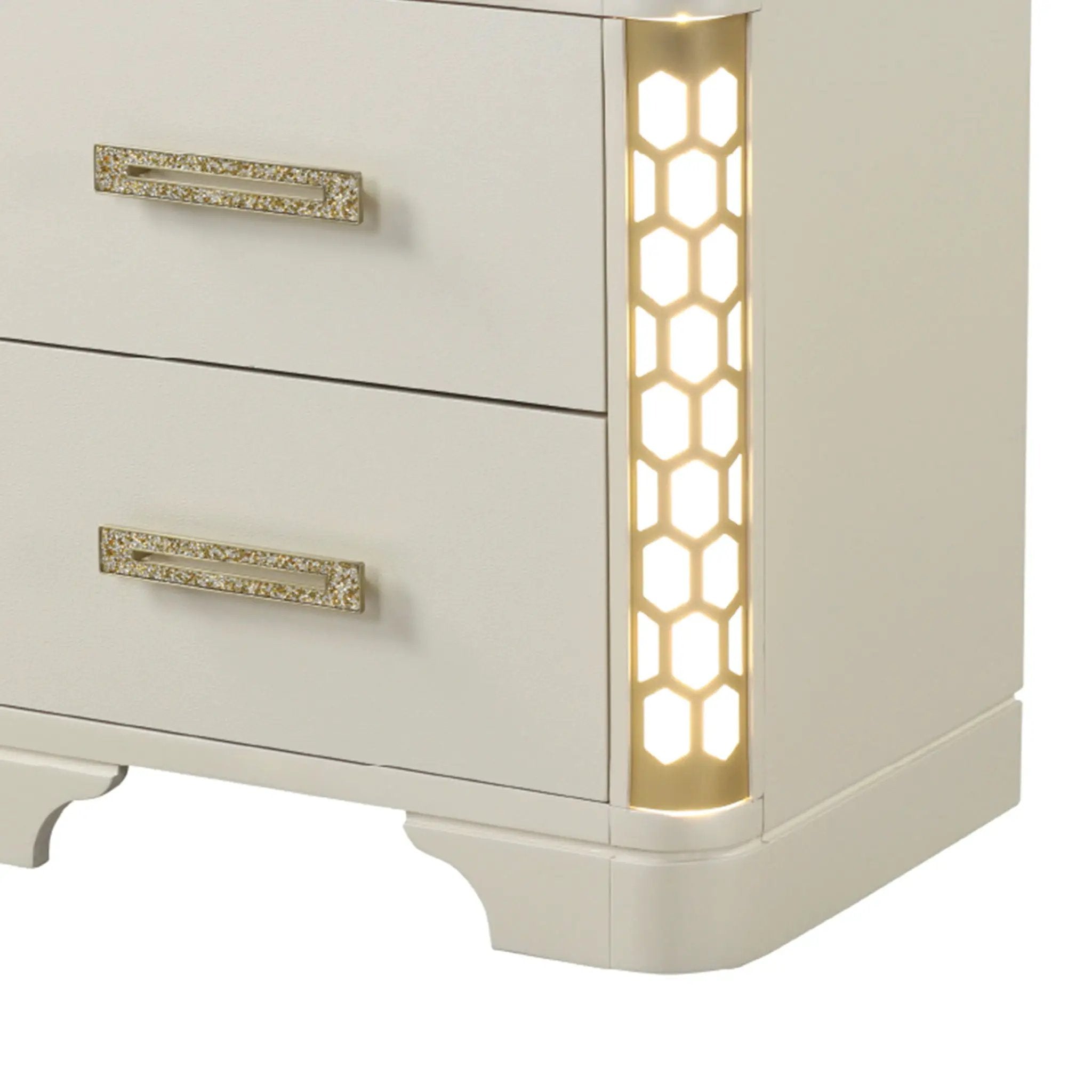 Jasmine - Nightstand With Side LED Lightning - Beige by HouseOfZazla