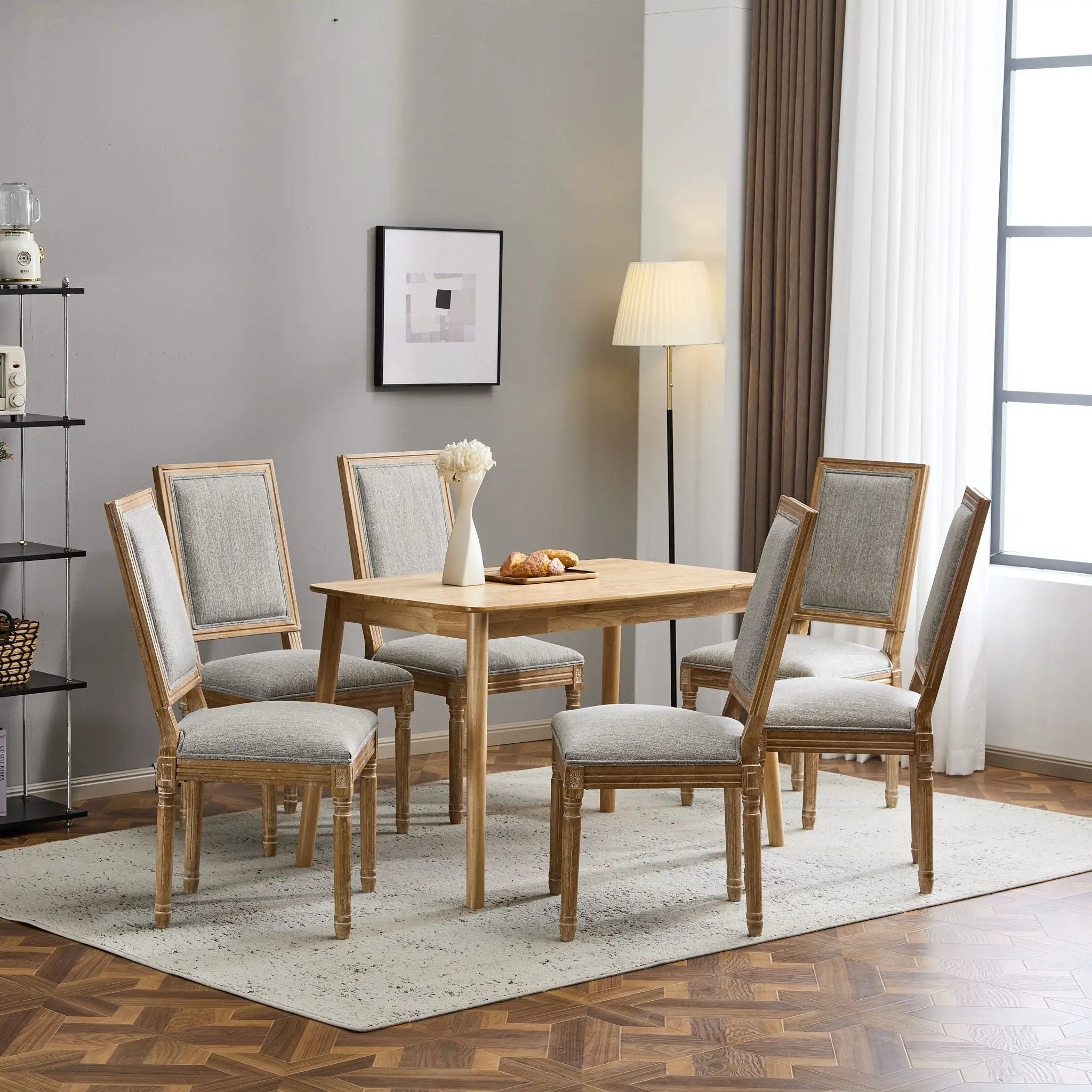 French Country Style Dining Chair With Upholstered Seating And Fluted Legs by HouseOfZazla