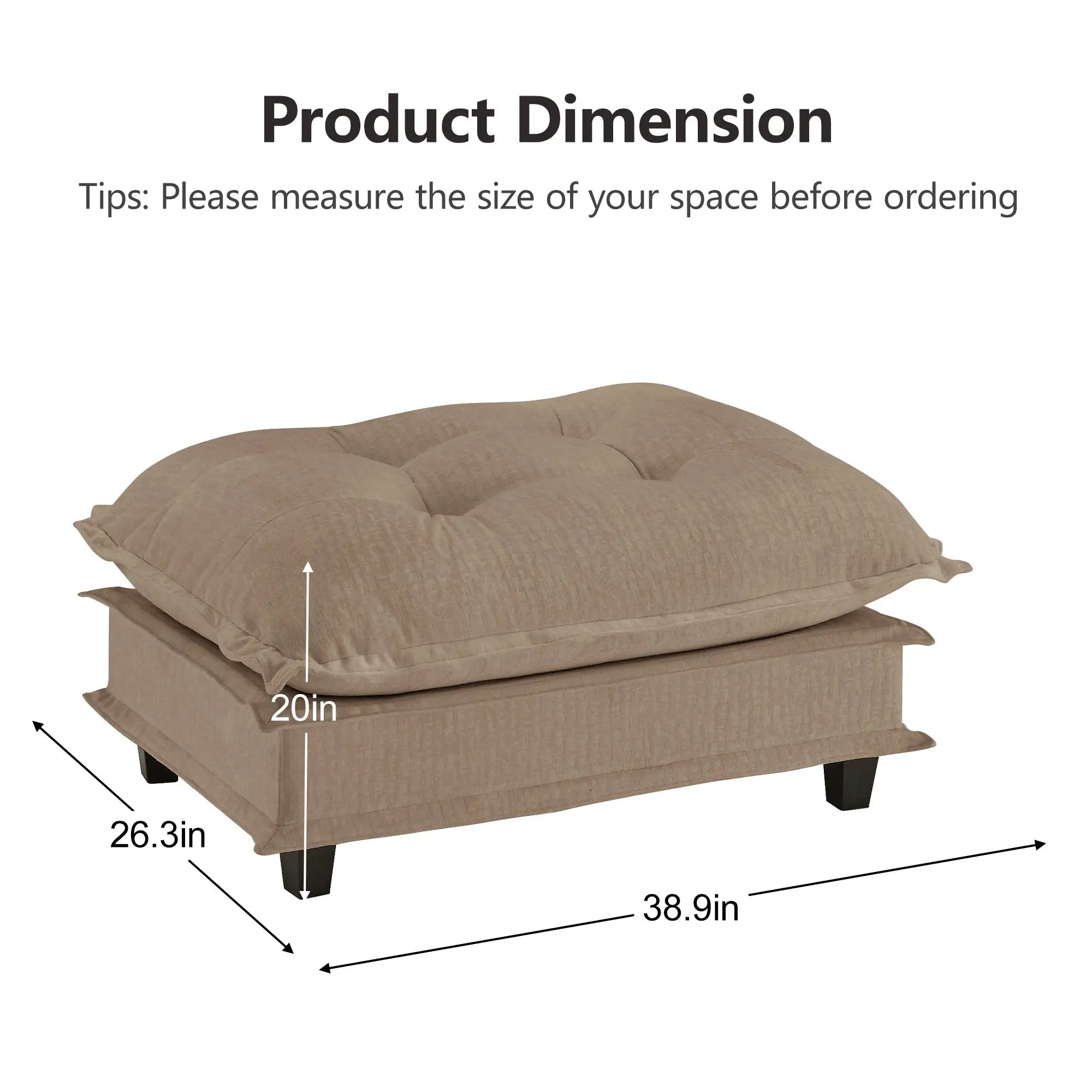 73 Ottoman Chenille - Light Coffee by HouseOfZazla