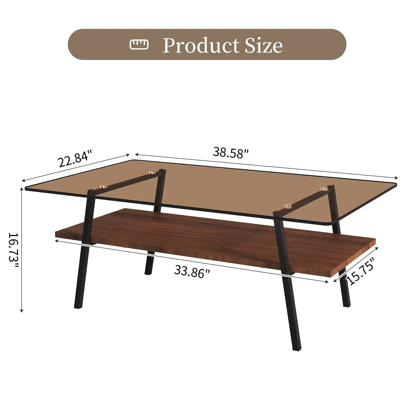 Rectangle Coffee Table, Tempered Glass Tabletop Modern Table For Living Room by HouseOfZazla