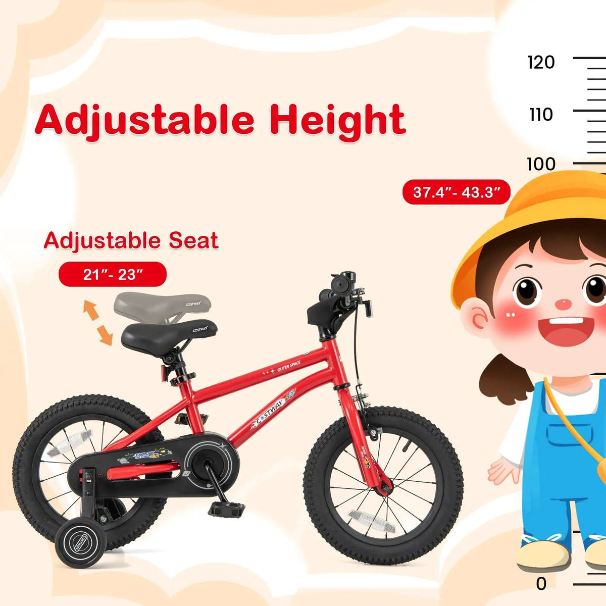 16-Inch Kids Bike Ages 4-7 with Handbrake and Coaster Brake and Bell Ring-16 inches, photo 5 of 10