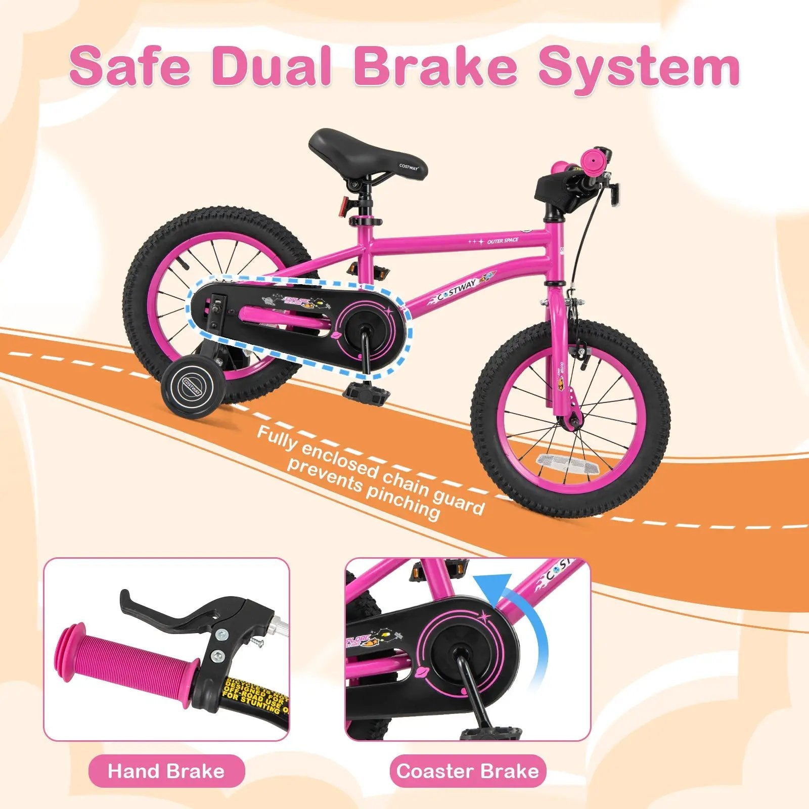 16-Inch Kids Bike for 4-7 Years Old Adjustable with Removable Training Wheels-16 inches by DirectDeals