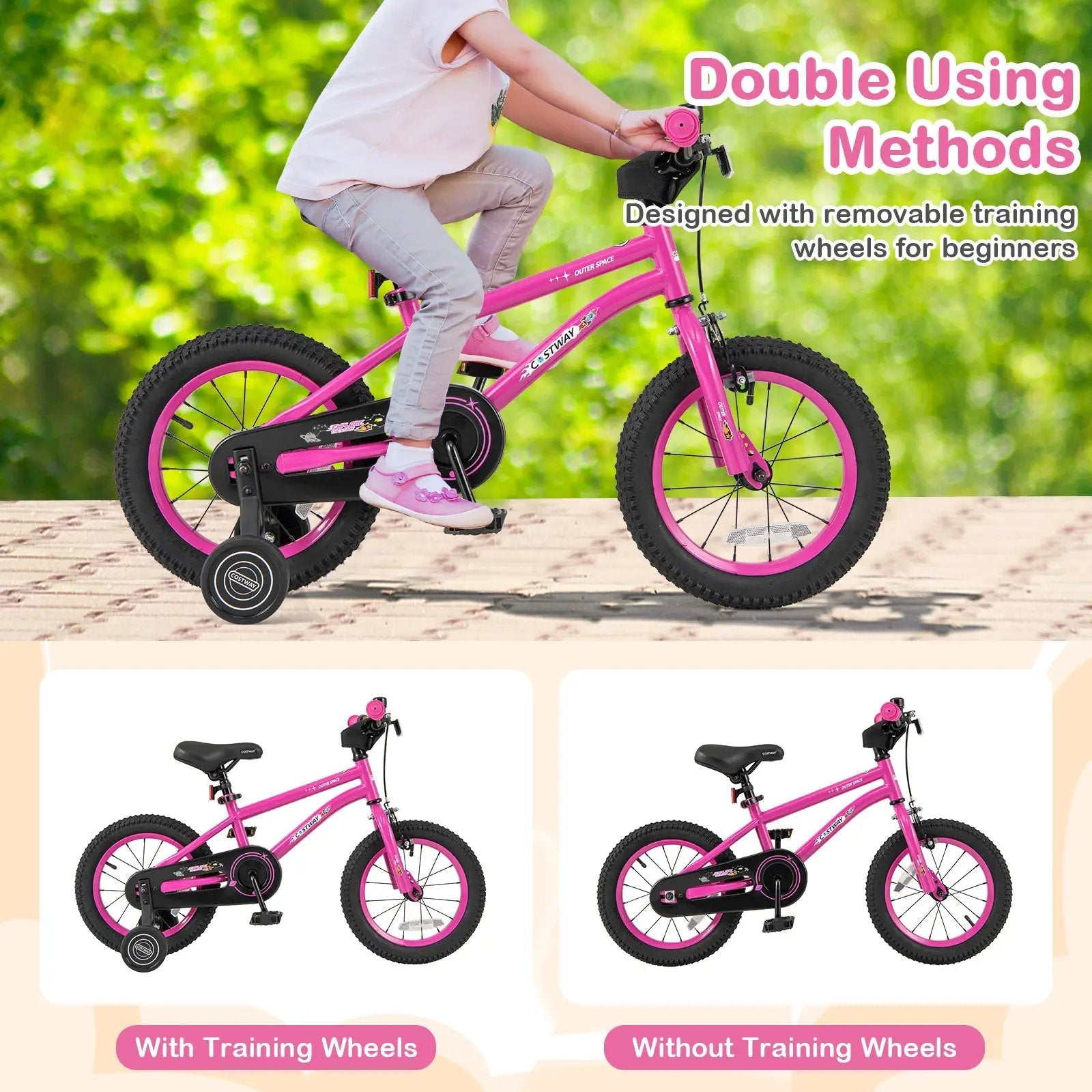16-Inch Kids Bike for 4-7 Years Old Adjustable with Removable Training Wheels-16 inches by DirectDeals