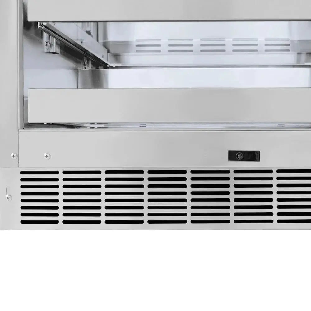 ZLINE 24" Touchstone 151 Can Beverage Fridge DuraSnow® Stainless Steel Glass Door Polished Gold Handle RBSOZ-SN-24-G by Farmhouse Kitchen and Bath