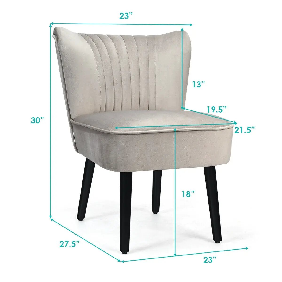 Set of 2 Upholstered Modern Leisure Club Chairs with Solid Wood Legs, photo 22 of 24