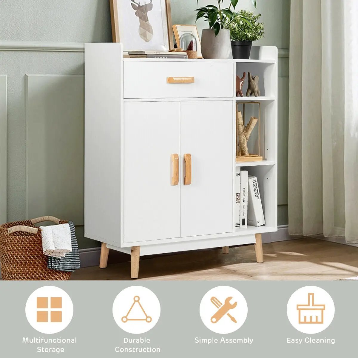 Floor Storage Cabinet Free Standing Cupboard Chest by DirectDeals