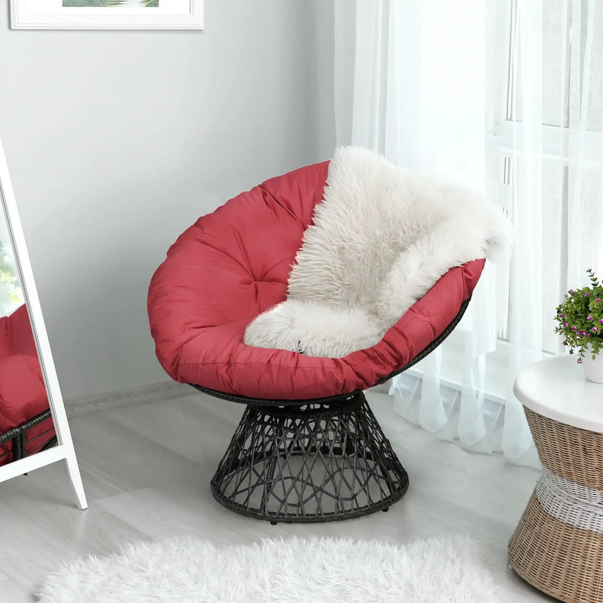 Rattan Papasan Chair Ergonomic 360-degree Swivel Soft Cushion Garden, photo 4 of 24