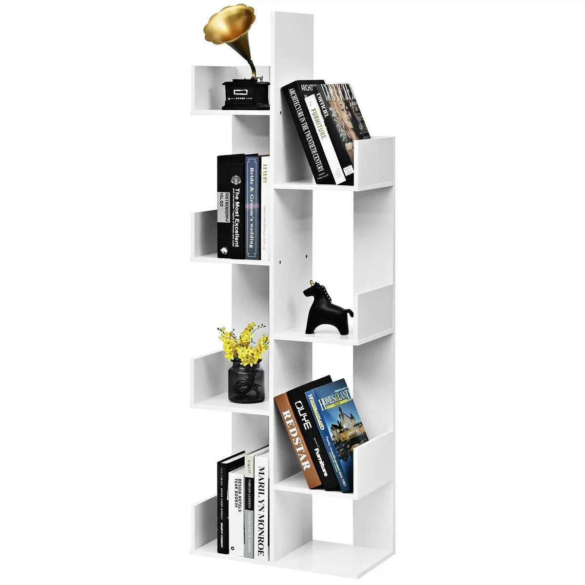 8-Tier Bookshelf Bookcase with 8 Open Compartments Space-Saving Storage Rack, photo 5 of 10