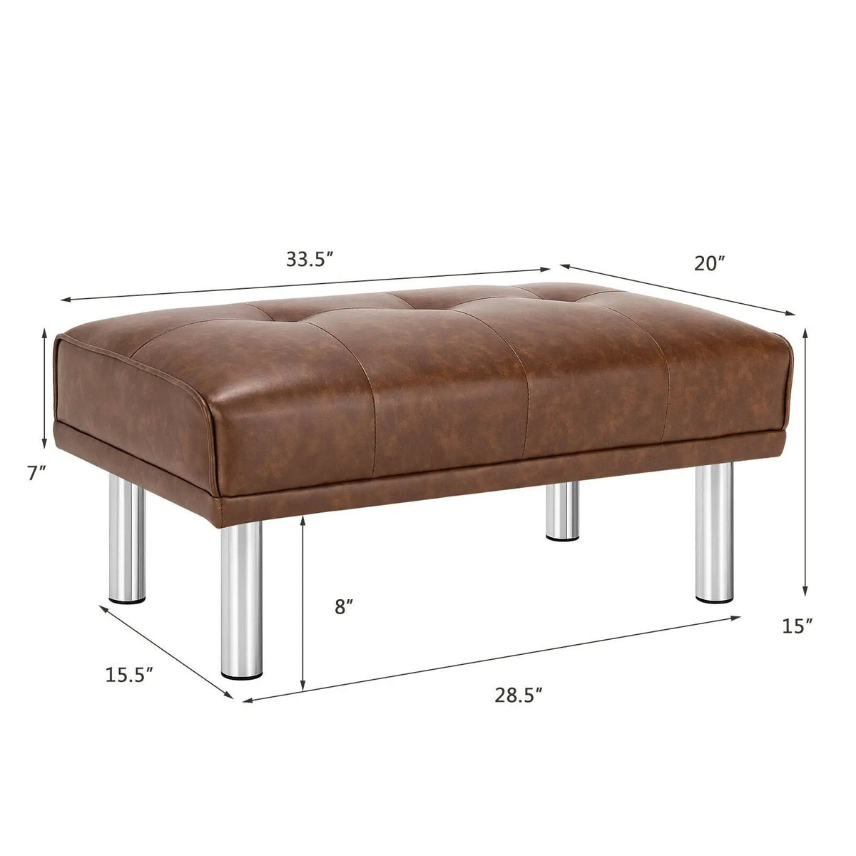 Rectangle Tufted Ottoman with Stainless Steel Legs for Living Room, photo 10 of 16