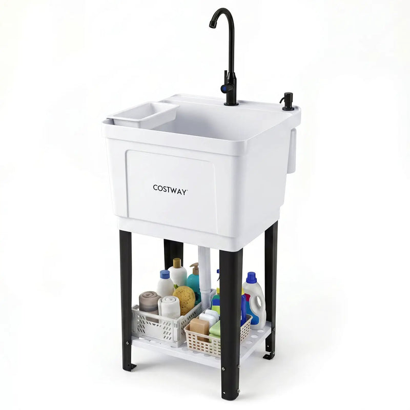 14.5 Gal Utility Sink with Rotating Faucet & Adjustable Legs by DirectDeals