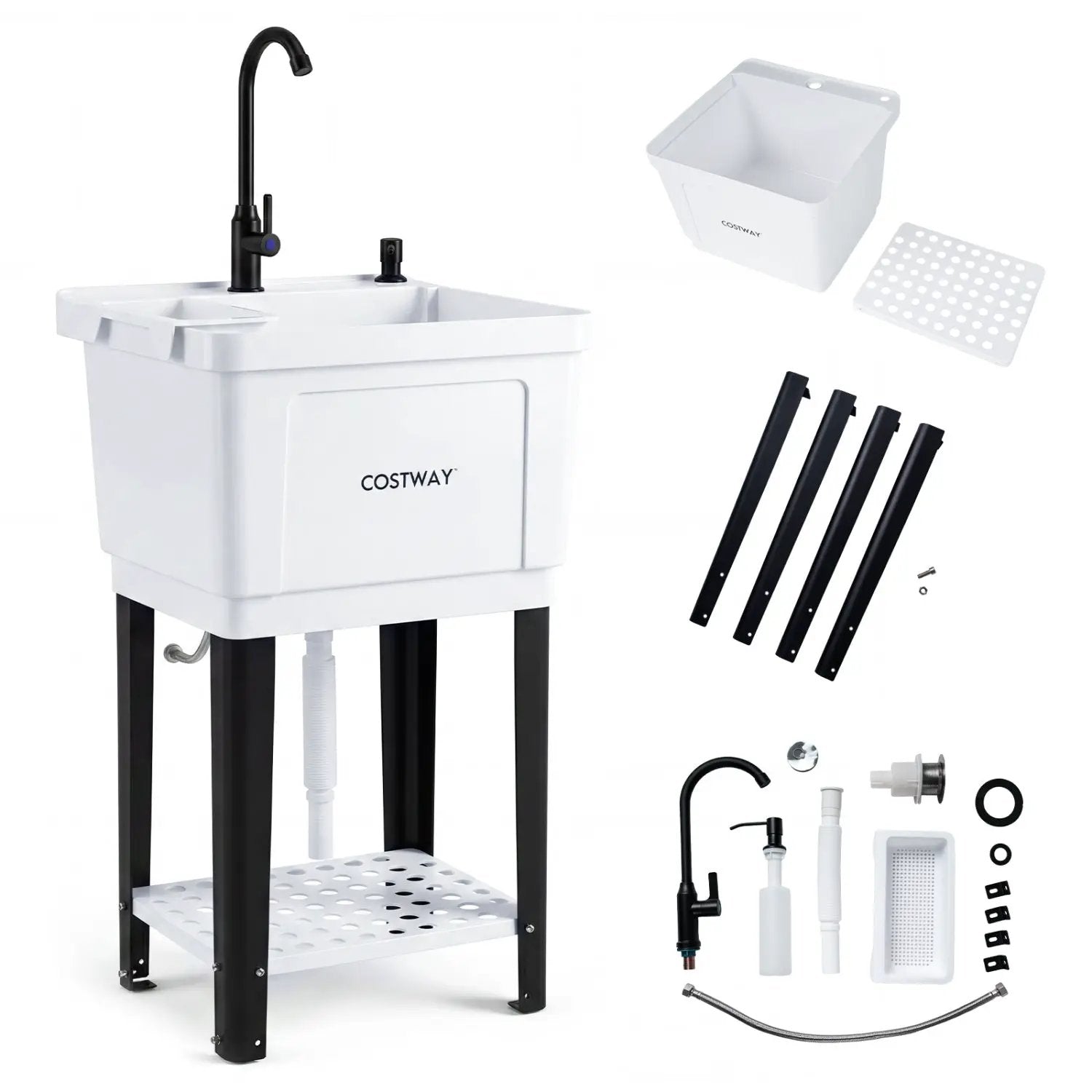 14.5 Gal Utility Sink with Rotating Faucet & Adjustable Legs by DirectDeals
