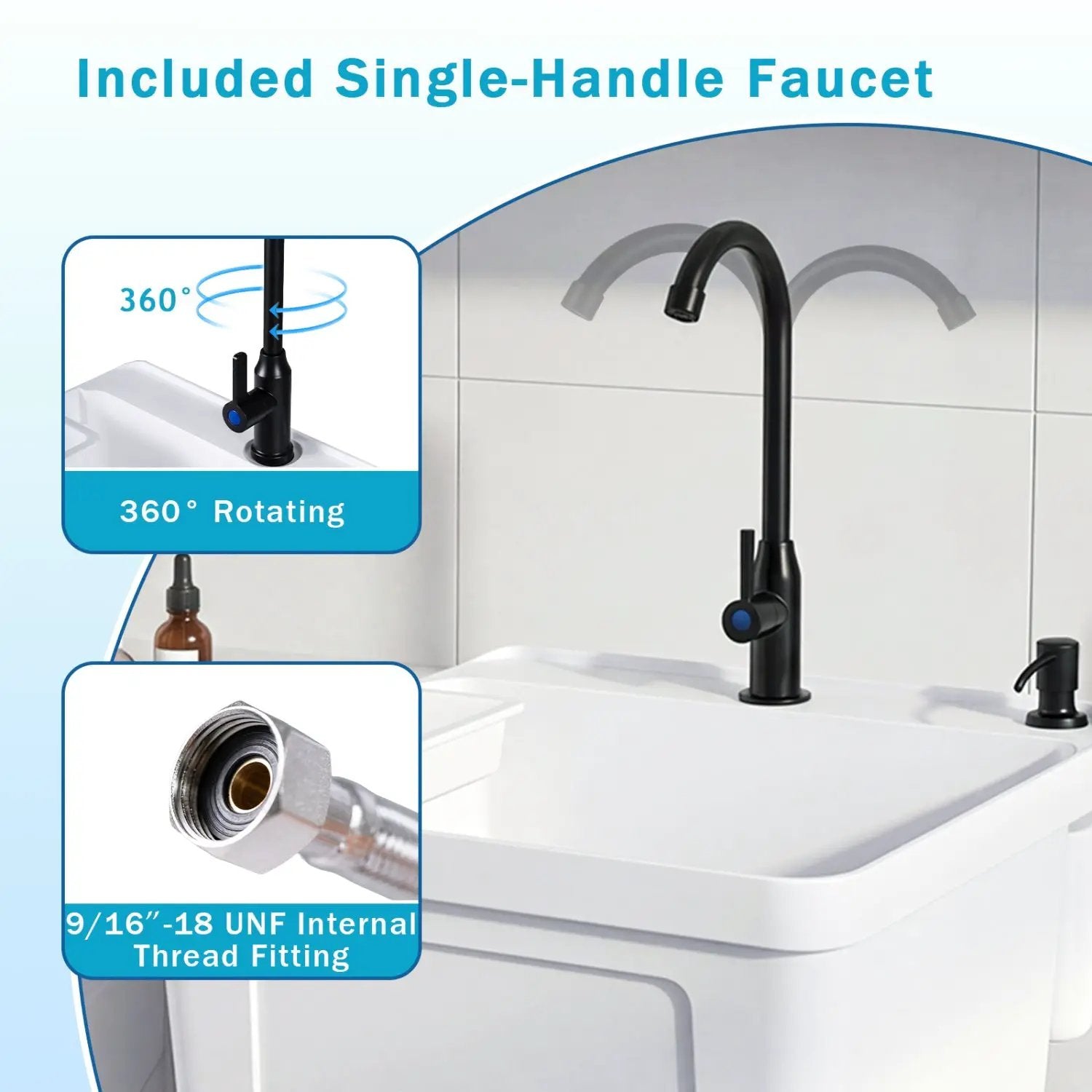 14.5 Gal Utility Sink with Rotating Faucet & Adjustable Legs by DirectDeals