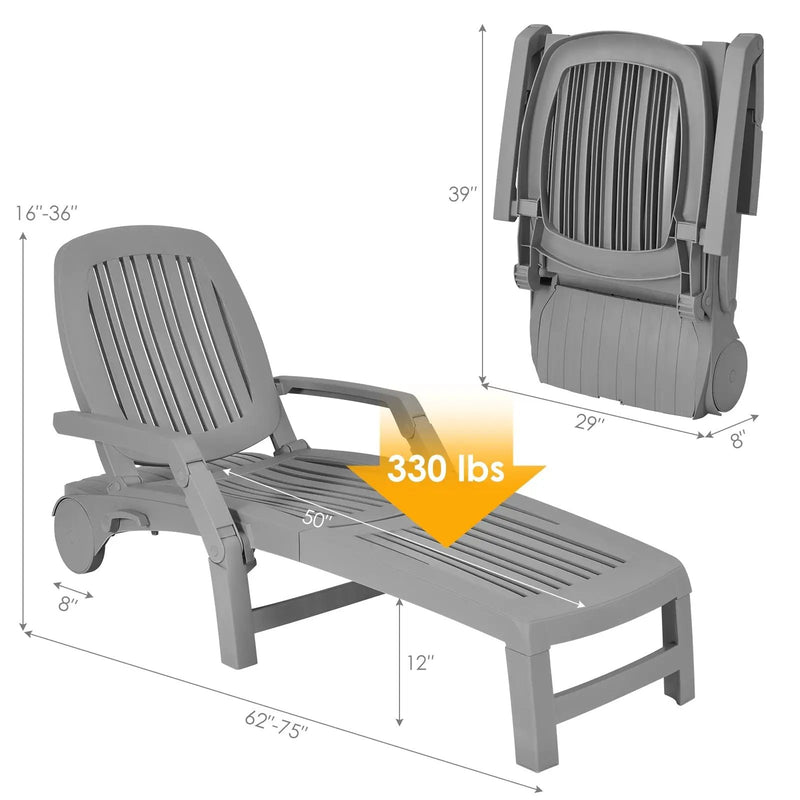 Adjustable Patio Sun Lounger with Weather Resistant Wheels by DirectDeals
