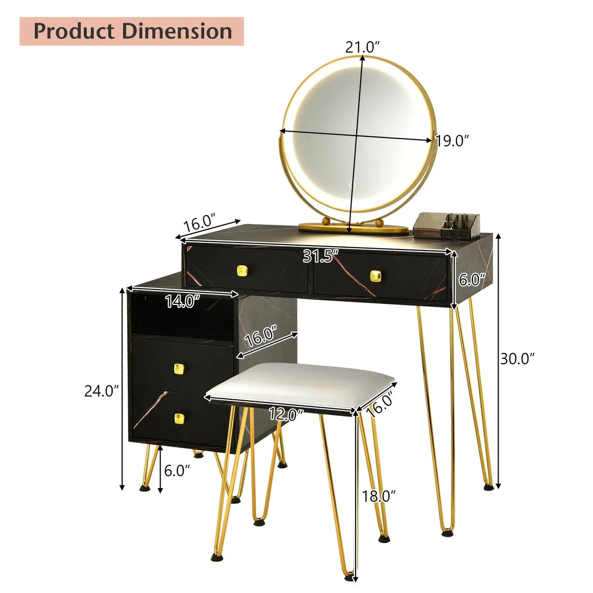 Modern Dressing Table with Storage Cabinet, photo 4 of 12
