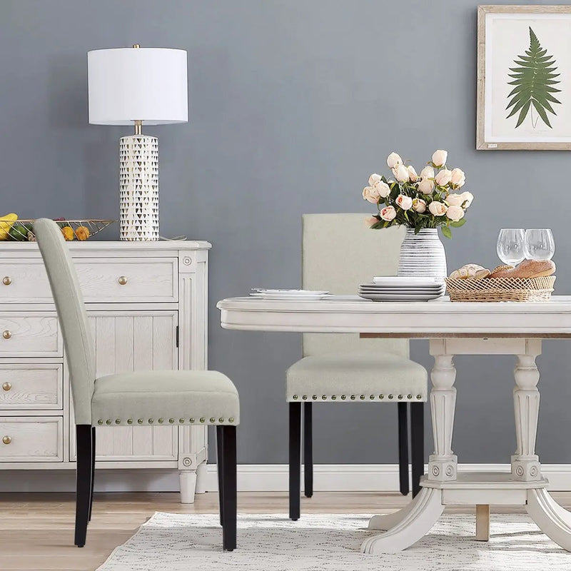 Set of 2 Fabric Upholstered Dining Chairs with Nailhead by DirectDeals